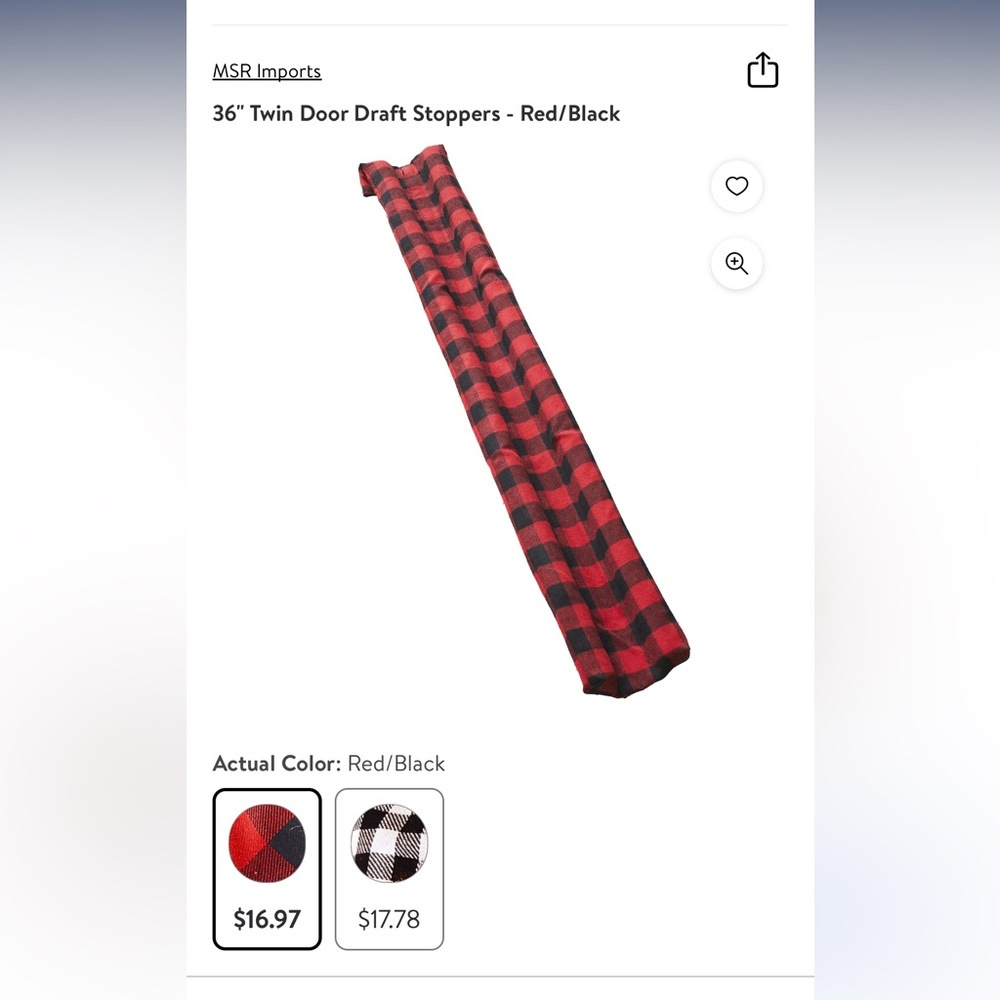 Dual Draft Stopper - Farmhouse Under the Door Seal - Red/Black Plaid.